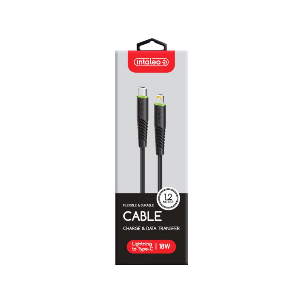 Дата кабель USB-C to Lightning 1.2m CBFLEXTL1 18W black Intaleo (1283126542459)