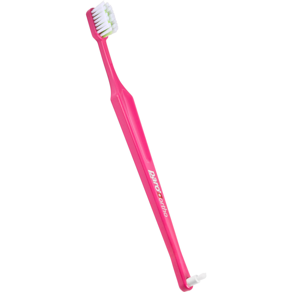 Зубна щітка Paro Swiss Ortho Brush Ортодонтична з монопучковою насадкою М'яка Рожева (7.747/5)