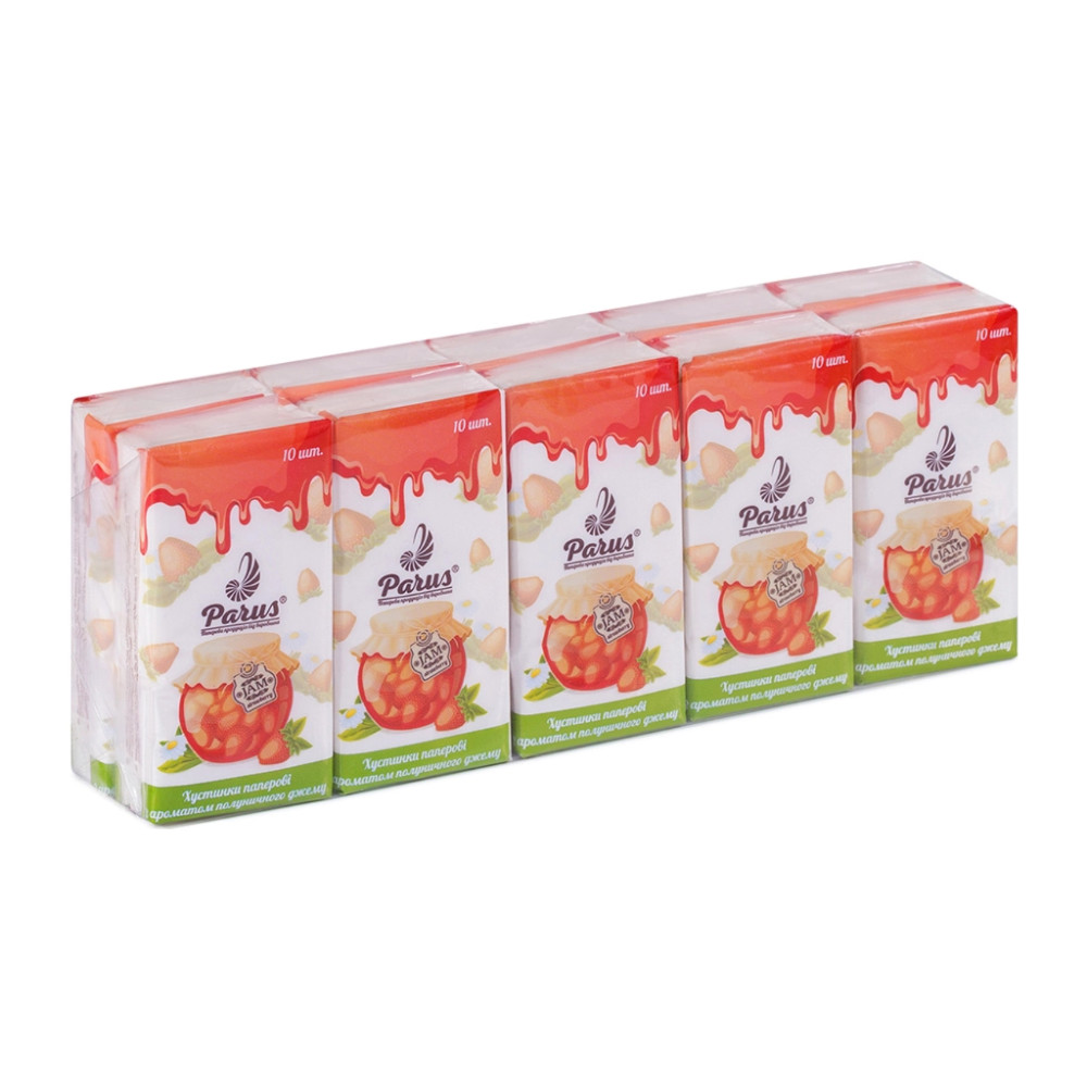 Серветки косметичні Parus Полуниця 2 шари 10 шт. х 10 пачок (4820044170158)