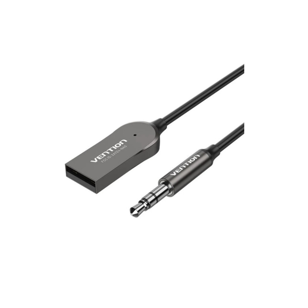 FM модулятор Vention AUX TRS 3.5мм USB Bluetooth 5.0 Coiled Cable 1.5M Gray Zinc (NAGHG)