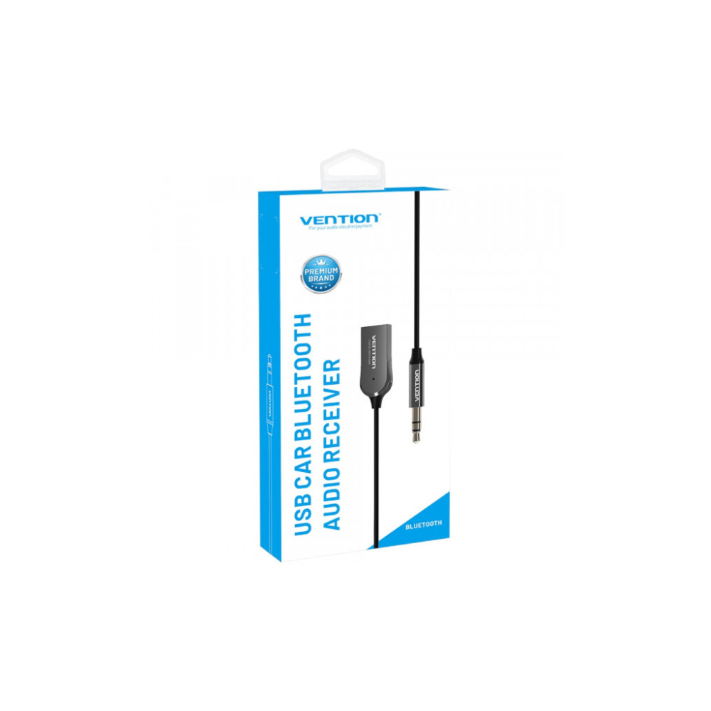 FM модулятор Vention AUX TRS 3.5мм USB Bluetooth 5.0 Coiled Cable 1.5M Gray Zinc (NAGHG)