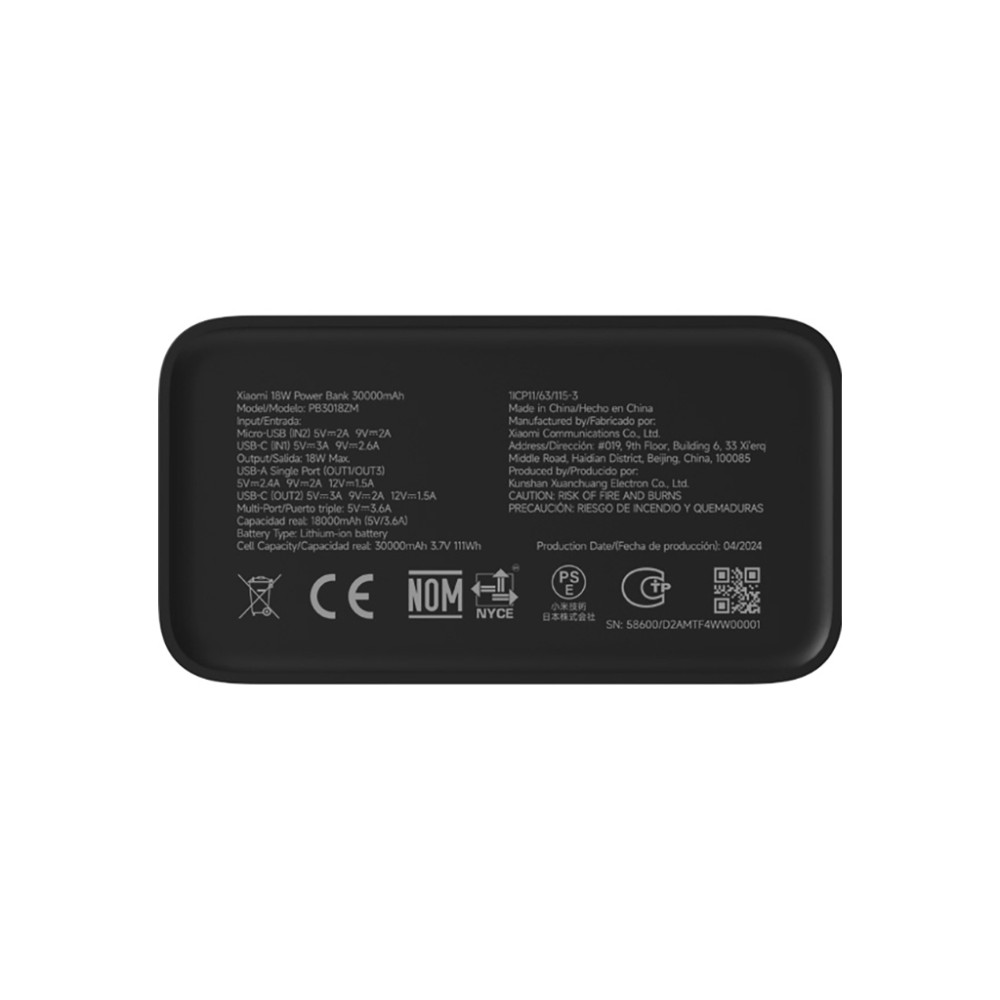 Батарея універсальна Xiaomi 30000mAh 18W, black (BHR9126GL)