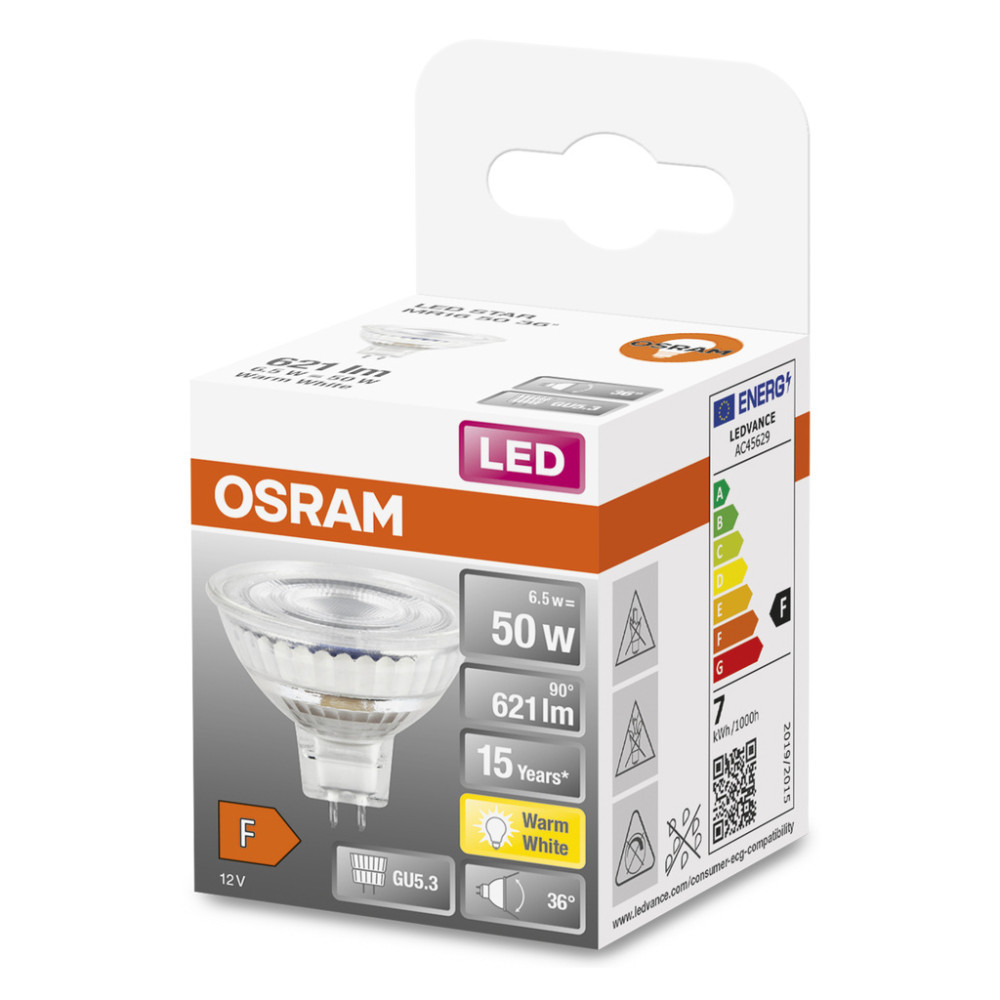 Лампочка Osram LED MR16 50 36 8W/827 12V GU5.3 (4058075433762)