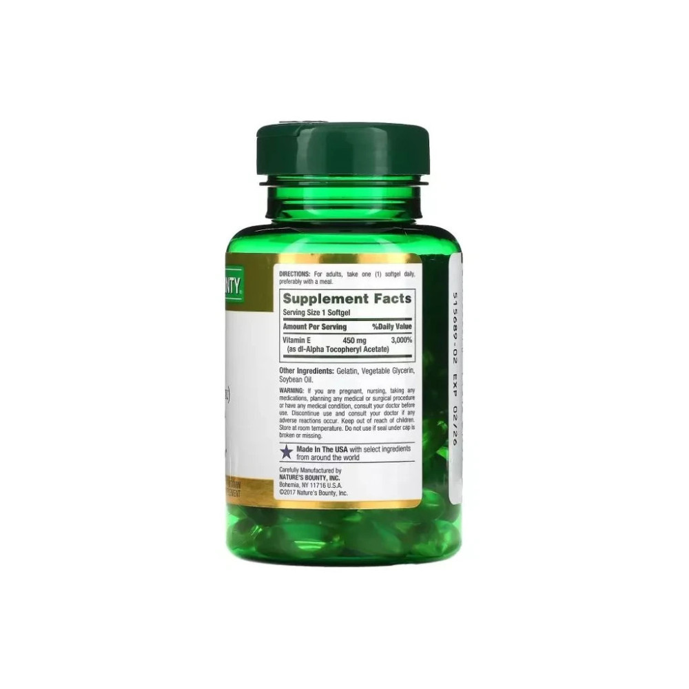 Вітамін Nature's Bounty Вітамін E швидкого вивільнення, 1000 МО, 450 мг, Vitamin E, 60 г (NRT-01799)