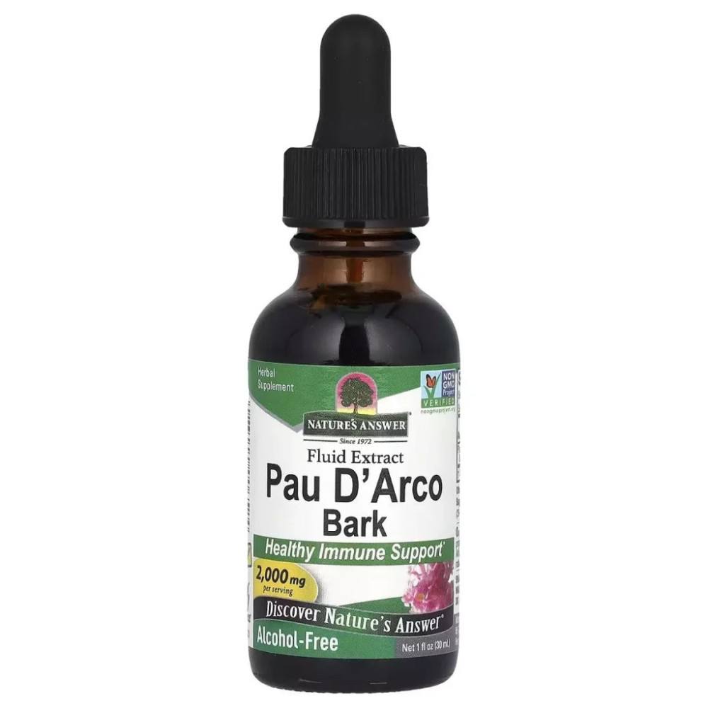 Трави Nature's Answer Кора Д'арко, без спирту, 2000 мг, Pau D'Arco Bark, Alcohol-Free, 30 мл (NTA-00652)
