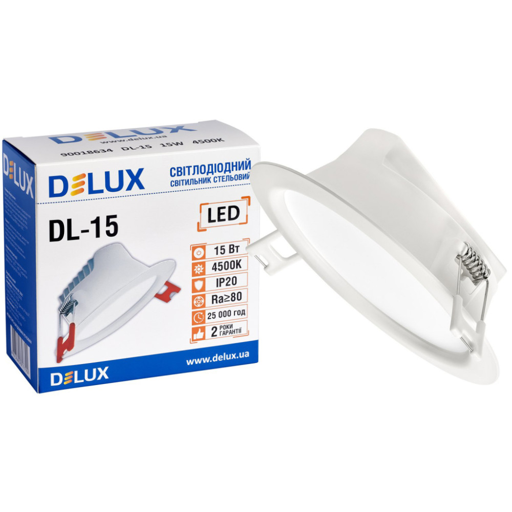 Світильник Delux DL-15 4500К 15Вт 1200лм 230В D140мм (90018634)
