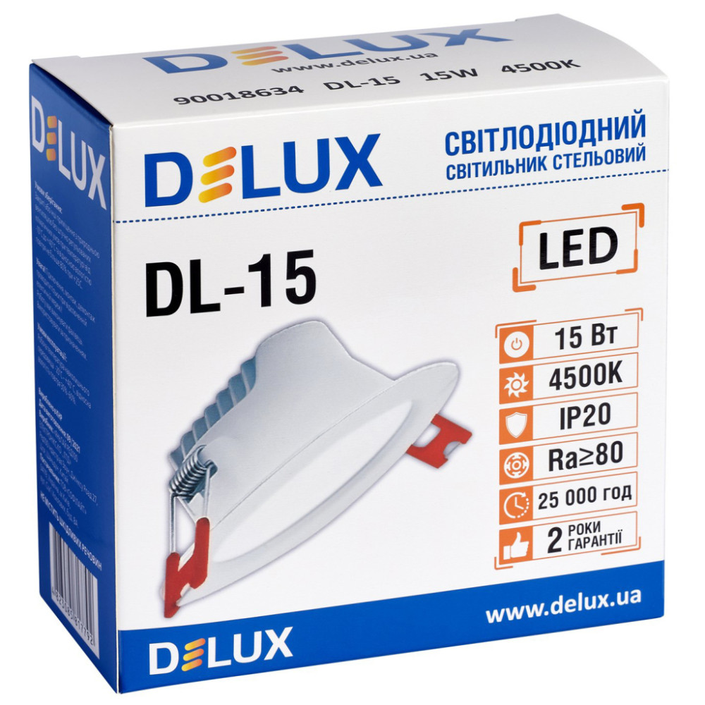 Світильник Delux DL-15 4500К 15Вт 1200лм 230В D140мм (90018634)