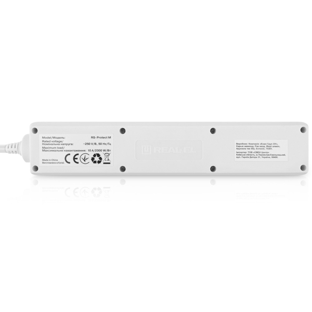 Мережевий фільтр живлення REAL-EL RS-Protect M 1.8m, white (EL122300025)