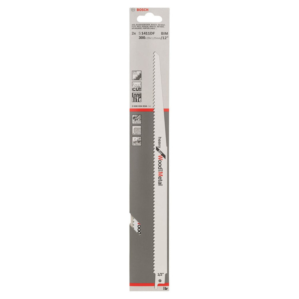 Полотно Bosch по дереву та металу, S 1411 DF, 6TPI, 2шт (2.608.654.834)