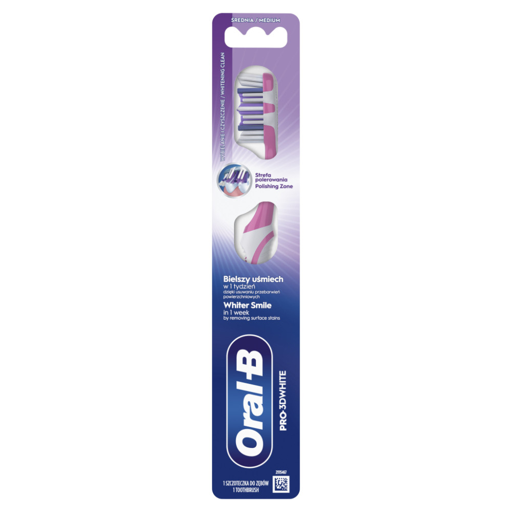 Зубна щітка Oral-B Pro 3D White Відбілювання Середньої жорсткості 1 шт. (8700216459518)