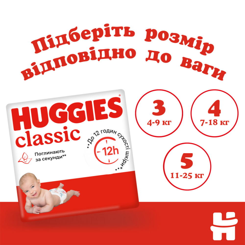 Підгузки Huggies Classic 5 (11-25 кг) Jumbo 42 шт (5029053543185)