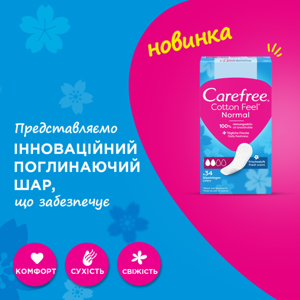 Щоденні прокладки Carefree Cotton Fresh 34 шт. (3574661064307/3574661565071/8002110312365)