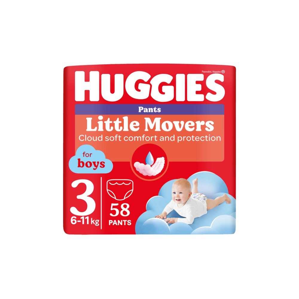 Підгузки Huggies Little Movers/Pants 3 Mega 6-11 кг для хлопчиків 58 ш (5029053547473)