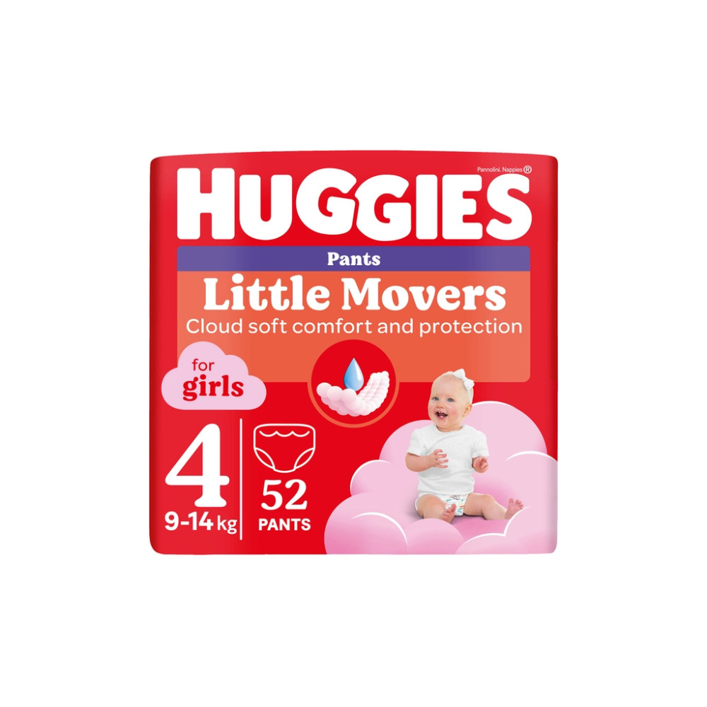 Підгузки Huggies Little Movers/Pants 4 (9-14 кг) для дівчаток 52 шт (5029053547541)