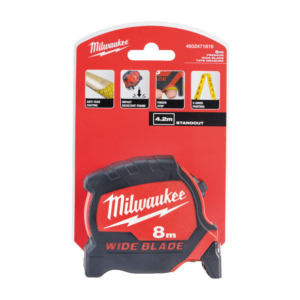 Рулетка Milwaukee WIDE BLADE, 8м 33мм (4932471816)