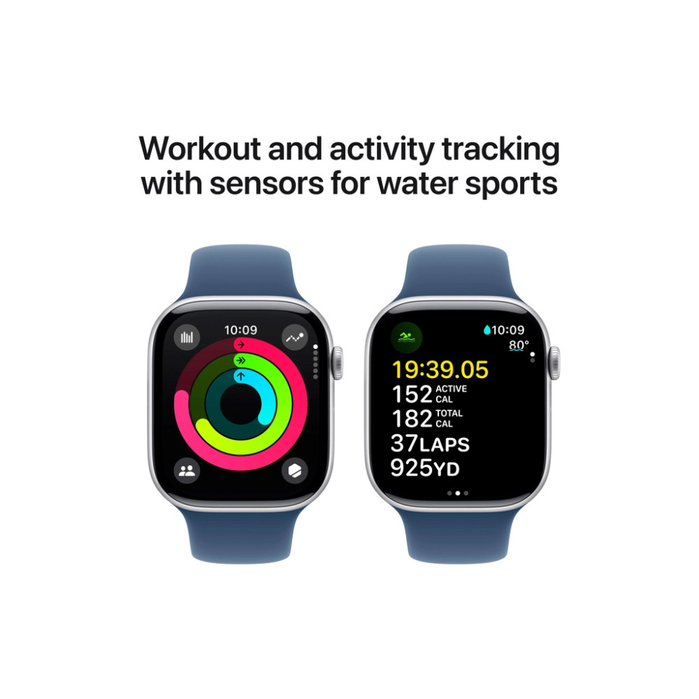 Смарт-годинник Apple Watch Series 10 GPS 46mm Silver Aluminium Case with Denim Sport Band - M/L (MWWM3QH/A)