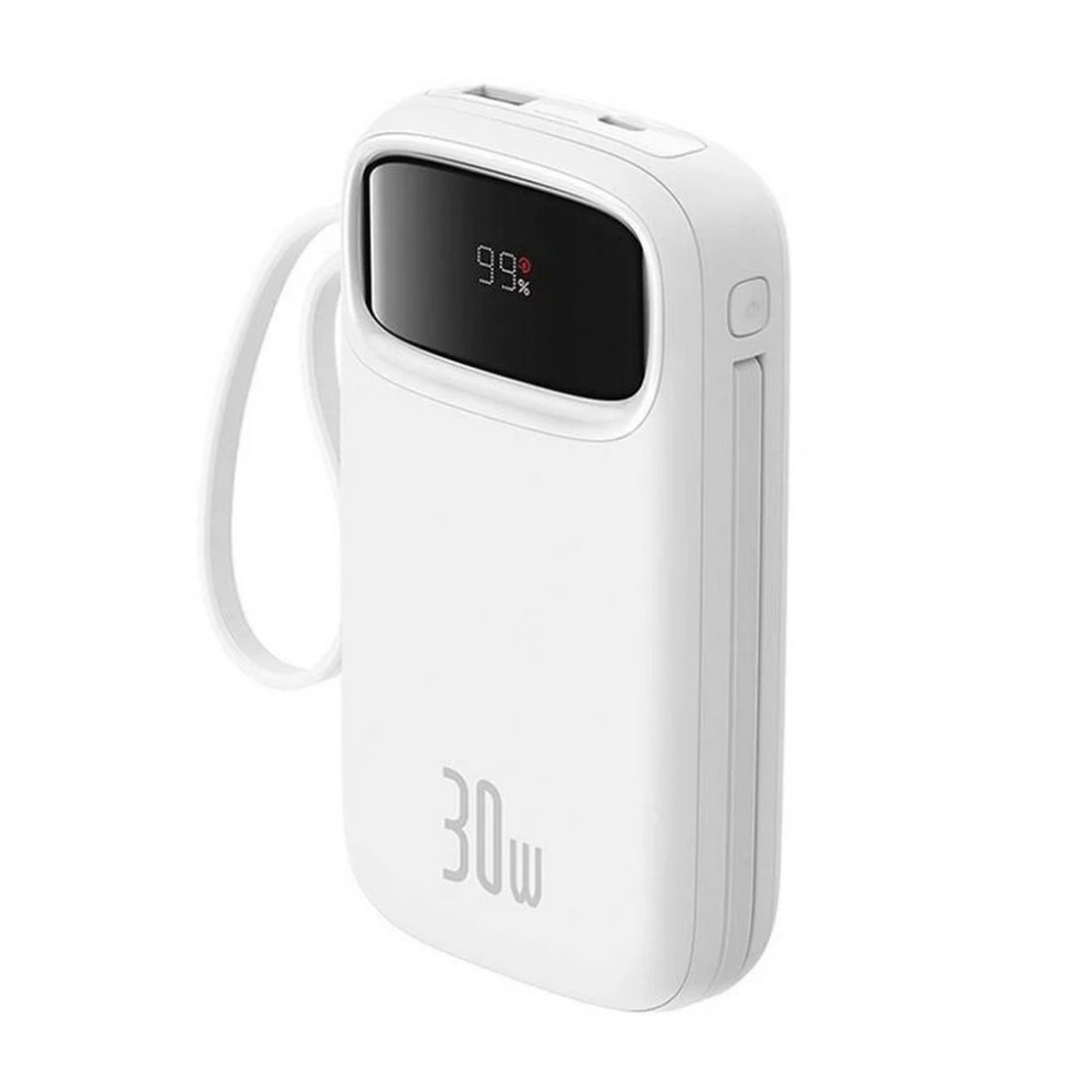Батарея універсальна Baseus QPow2 20000mAh 30W, with 2*Type-C Cable, White (P10055009213-00)