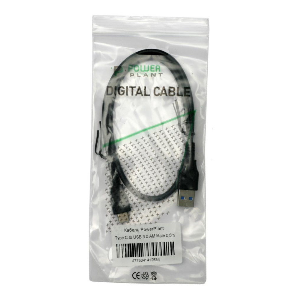 Дата кабель USB 3.0 AM to USB-C 0.5m PowerPlant (KD00AS1253)