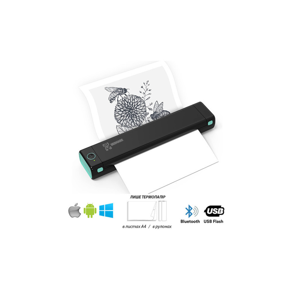 Принтер чеків UKRMARK M08-BK А4, Bluetooth, USB, чорний (900781)
