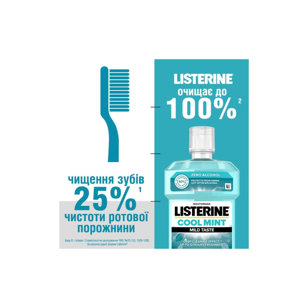 Ополіскувач для порожнини рота Listerine Свіжа м'ята М'який смак 500 мл (3574661287539/3574661021775)