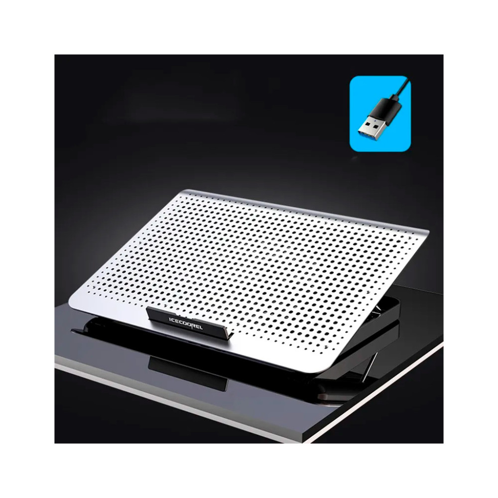 Підставка до ноутбука IceCoorel 10-15.6", 1*180mm 580 RPM, 2*USB, 350x225x26mm, Silver (A18)