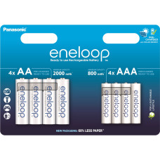 Акумулятор Panasonic AA Eneloop 2000mAh NI-MH * 4 + AAA 800mAh NI-MH * 4 (BK-3MCDE+4MCDE/8CP)