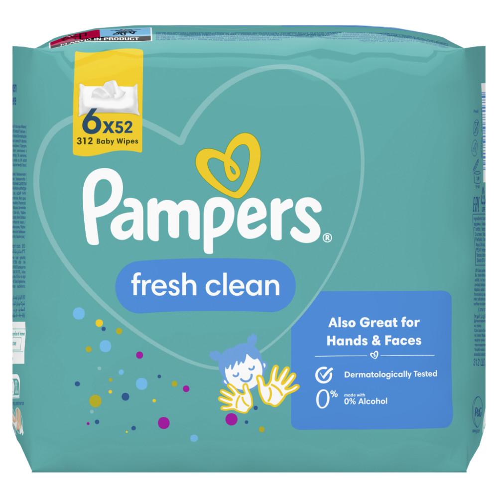 Дитячі вологі серветки Pampers Fresh Clean 6 пачок х 52 шт (8001841078175)