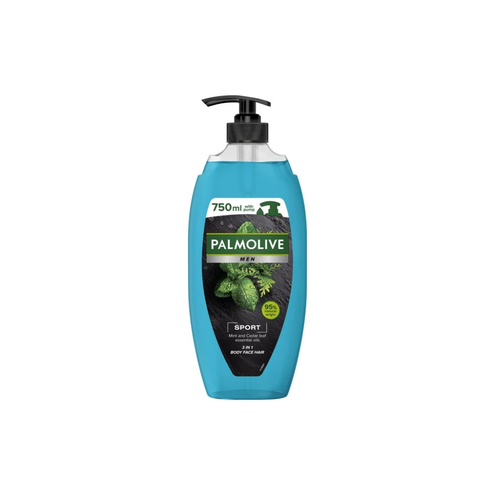 Гель для душу Palmolive Men Sport Ефірні олії м'яти та листя кедра 750 мл (8693495048712)