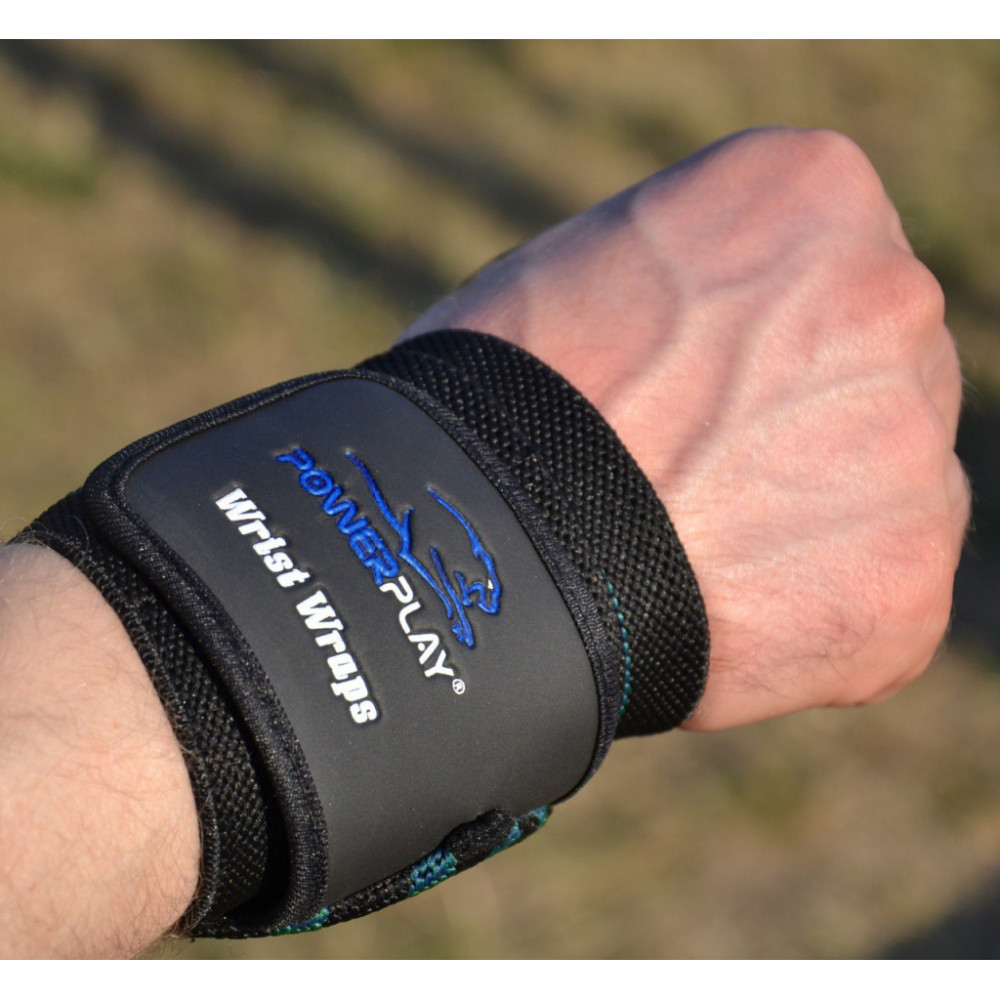 Бинт для спорту PowerPlay 3081 Gym WristT Wraps Чорно-Сині (PP_3081_Blue)