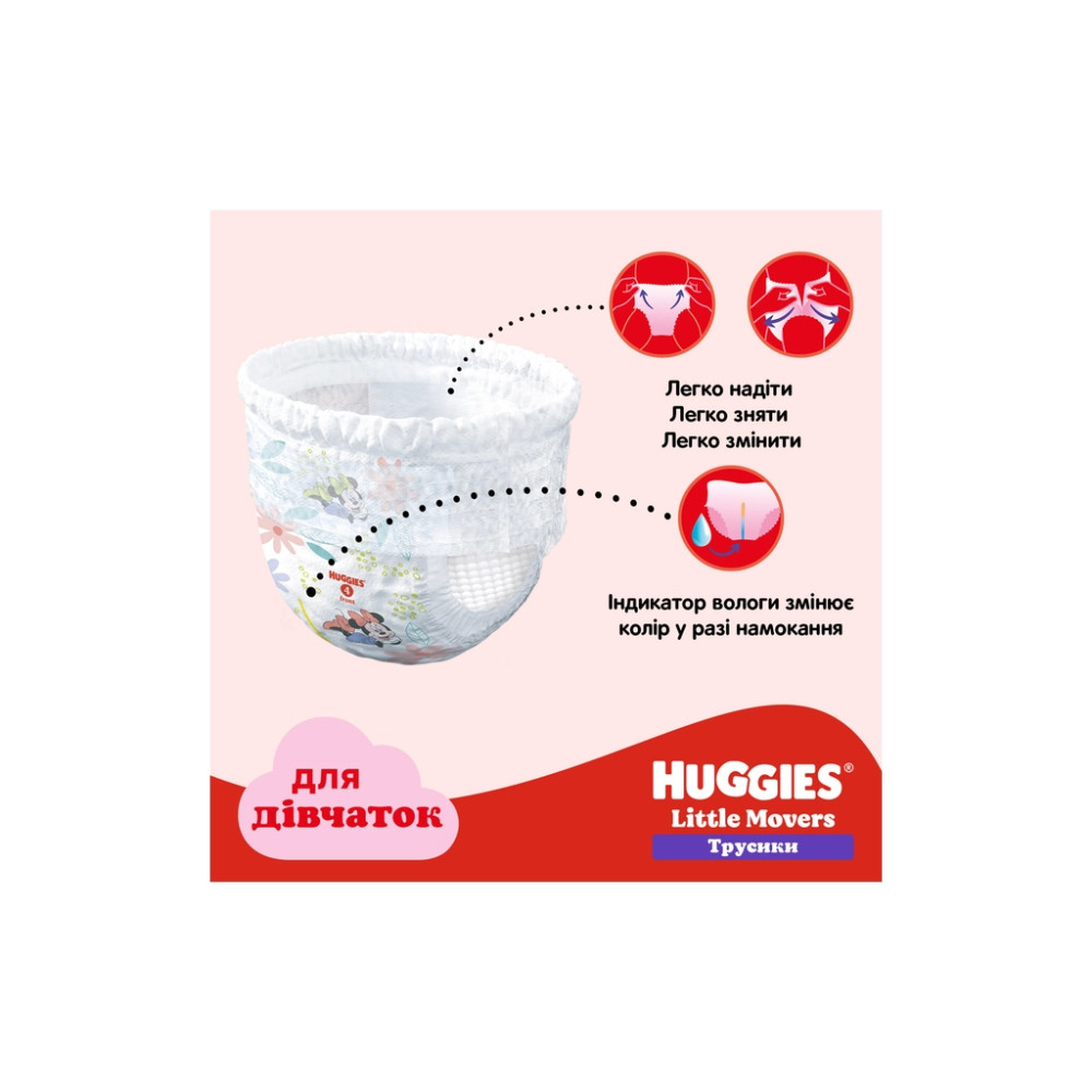 Підгузки Huggies Little Movers/Pants 4 (9-14 кг) Jumbo для дівчаток 36 шт (5029053564258)