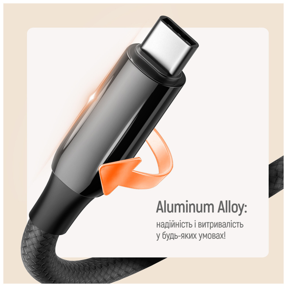 Дата кабель USB-C to USB-C 2.0m (PVC+Aluminum Alloy) (PD Fast Charging 240W) 5А black ColorWay (CW-CBPDCC070-BK)