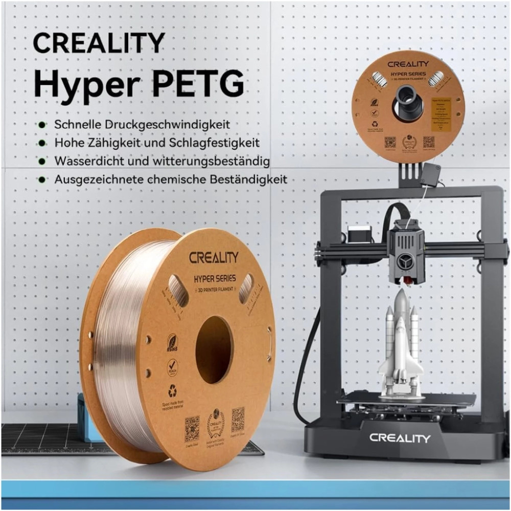 Пластик для 3D-принтера Creality Hyper PETG 1.75мм, transparent, 2x1кг (3301030076)