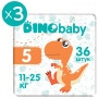 Підгузки Dino Baby Розмір 5 (11-25 кг) 108 шт (3 пачки по 36 шт) (2000998941246) Підгузки Dino Baby Розмір 5 (11-25 кг) 108 шт (3 пачки по 36 шт) (2000998941246)
