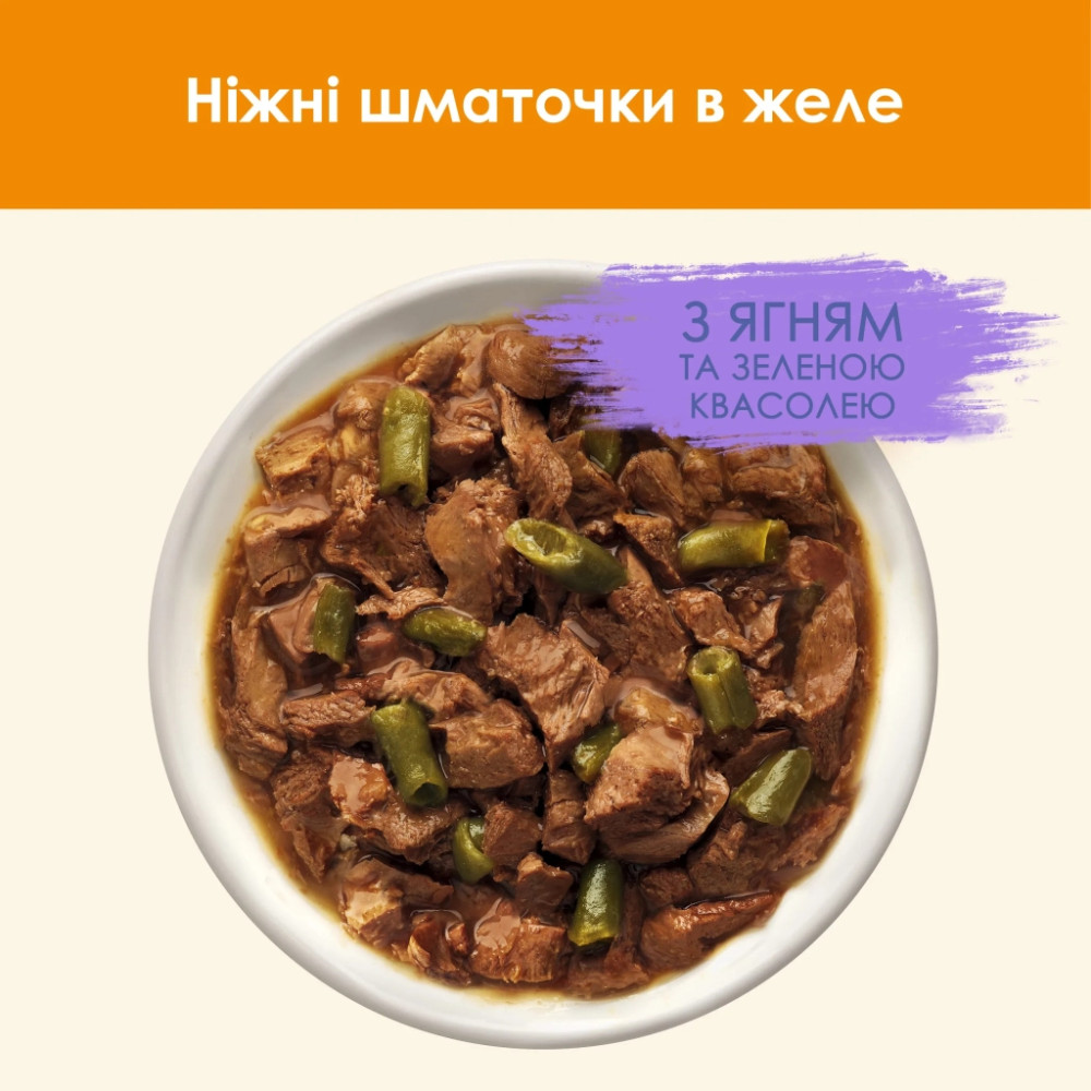 Вологий корм для кішок Purina Cat Chow З Ягням та Зеленою квасолею 85 г (8445290476524)