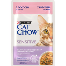 Вологий корм для кішок Purina Cat Chow Sensitive з Лососем та Цукіні в желе 85 г (8445290426574)