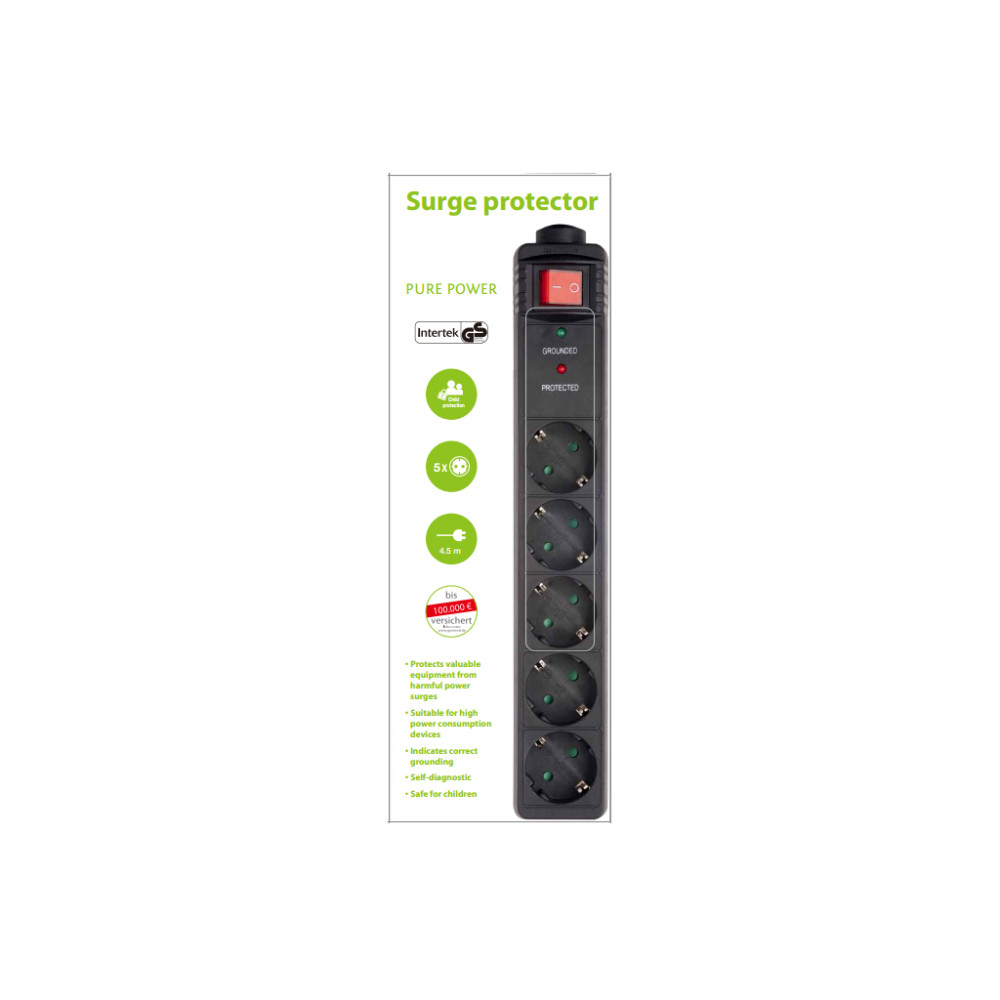 Мережевий фільтр живлення EnerGenie SPG5-C-15, 5 розеток, 4.5 м (SPG5-C-15)