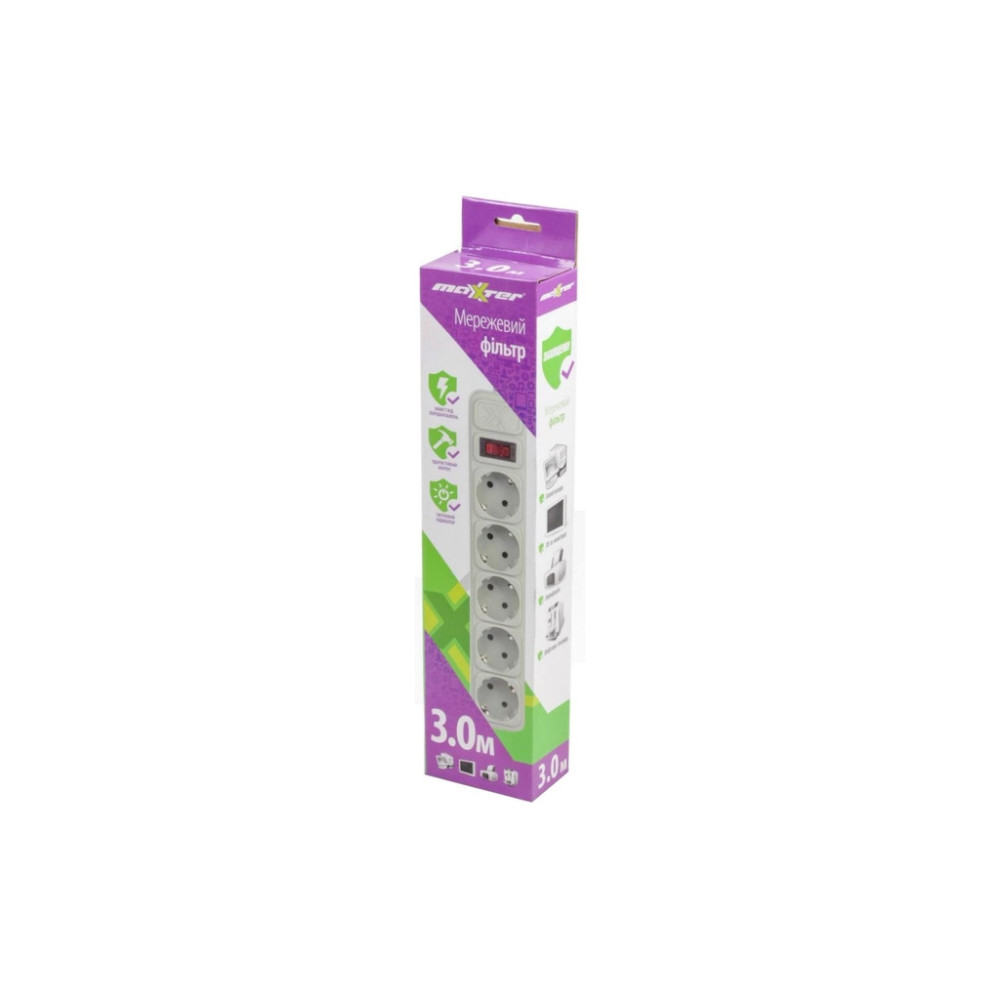 Мережевий фільтр живлення Maxxter SPM5-G-10G