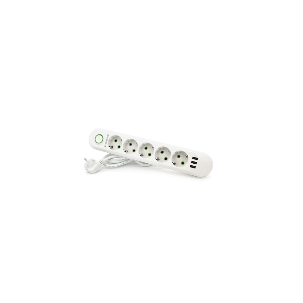 Мережевий фільтр живлення Voltronic F05U, 5роз EU, 3*USB White (F05U-White)