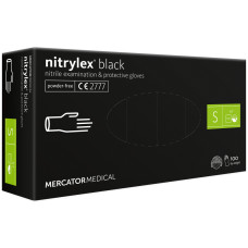 Медичні рукавички Mercator Medical Nitrylex Black Нітрилові Неопудрені діагностичні Розмір S 100 шт. Чорні (3.1017) (5906615004424)
