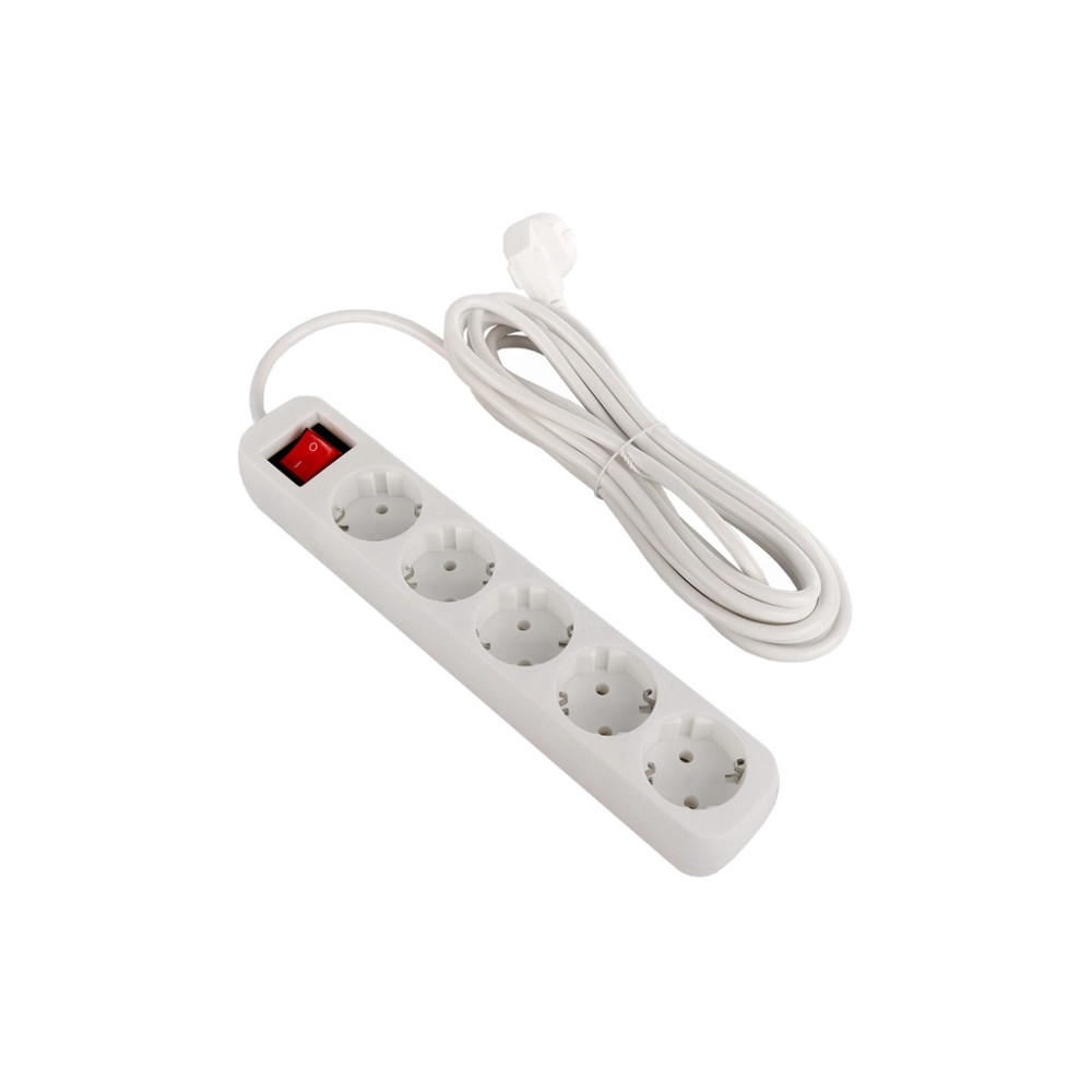 Мережевий фільтр живлення ColorWay CW-PSEA55W, 5 розеток/ 5M white (CW-PSEA55W)