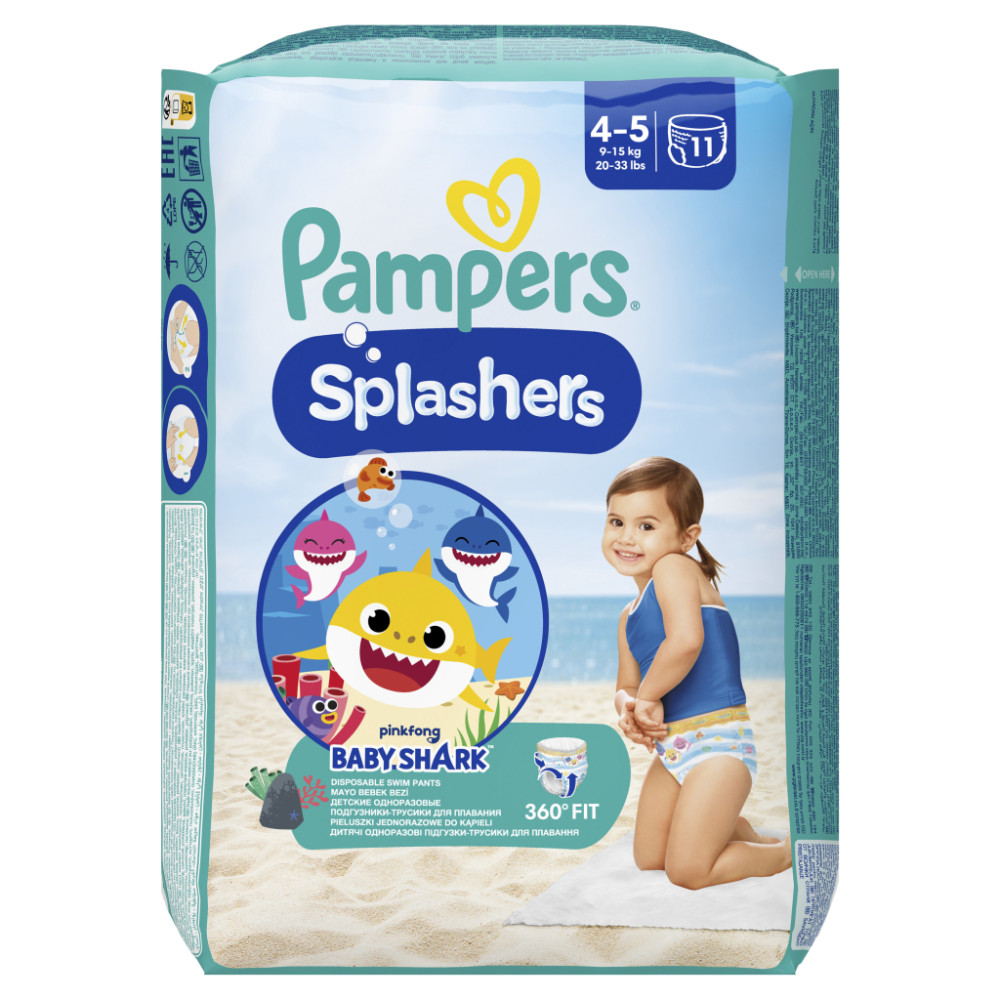 Підгузки Pampers для плавання Splashers Розмір 4-5 (9-15 кг) 11 шт (8001090698384)