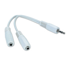 Кабель мультимедійний 3.5mm M to 2x3.5mm F 0.1m white Cablexpert (CCA-415W)