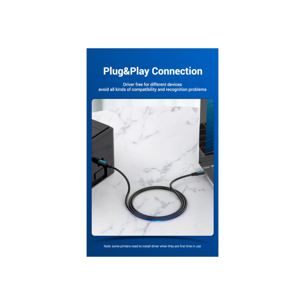 Кабель для принтера USB 2.0 CM/BM 2.0m 2.4А 480Mbps Vention (CQUBH)