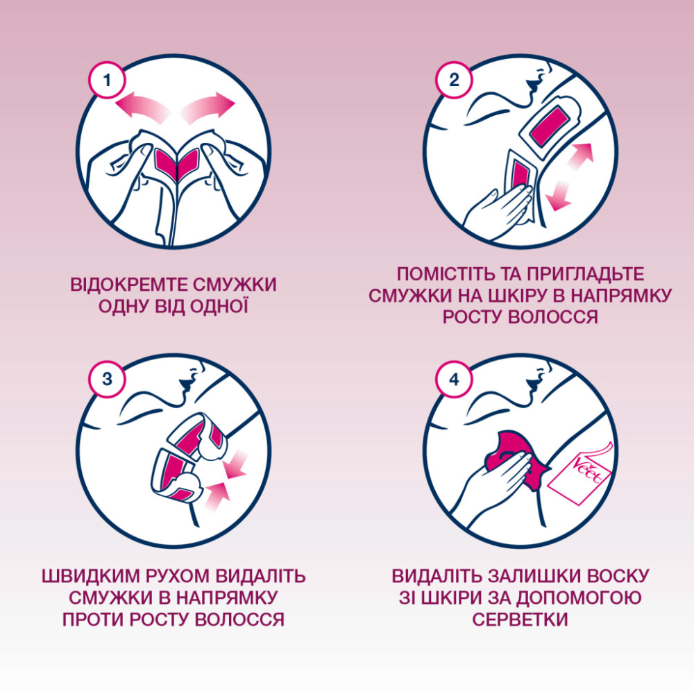 Воскові смужки Veet для чутливої шкіри пахв і лінії бікіні 14 шт. (3059944022859/4680012390922)