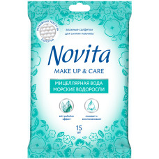 Вологі серветки Novita Make up Морські водорості 15 шт. (4823071616248)