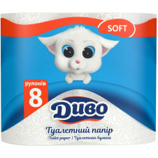 Туалетний папір Диво Soft 2 шари білий 8 рулонів (4820003833292)