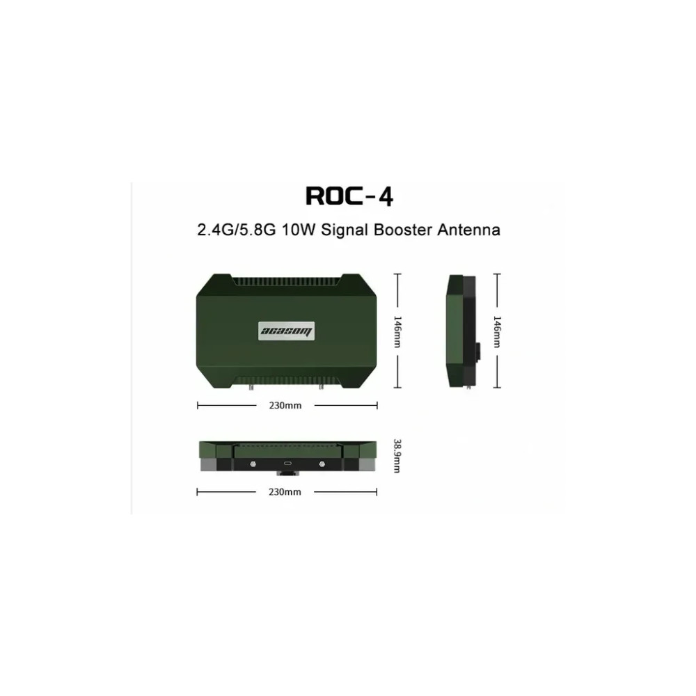 Підсилювач сигналу для дрона Acasom ROC-4 Green 2.4G/5.15/5.8G (10Вт) + кріплення до штативу (ROC-4 Green)