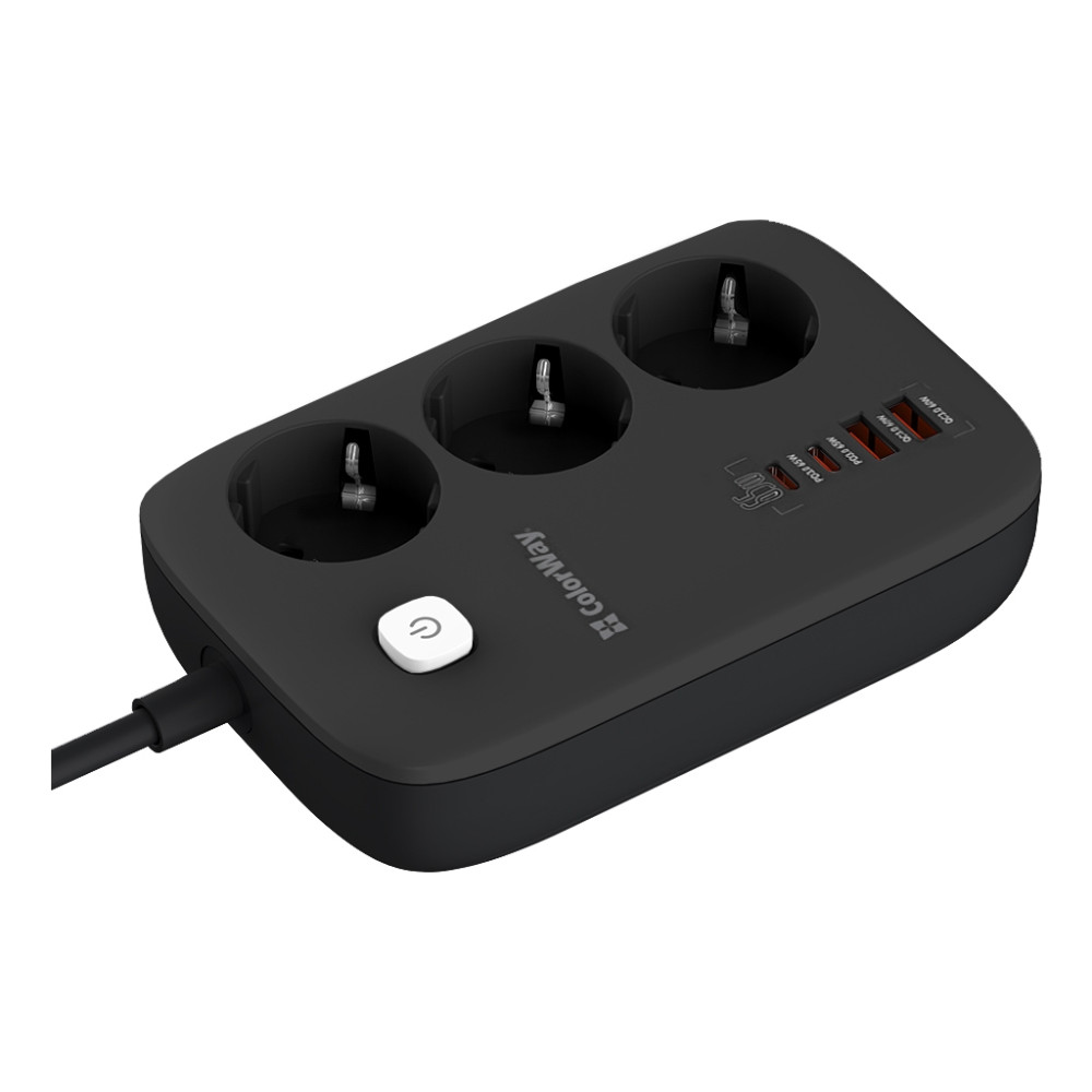 Мережевий фільтр живлення ColorWay CW-CHE34PDB 3 роз/4USB GaN3 Pro (CW-CHE34PDB)