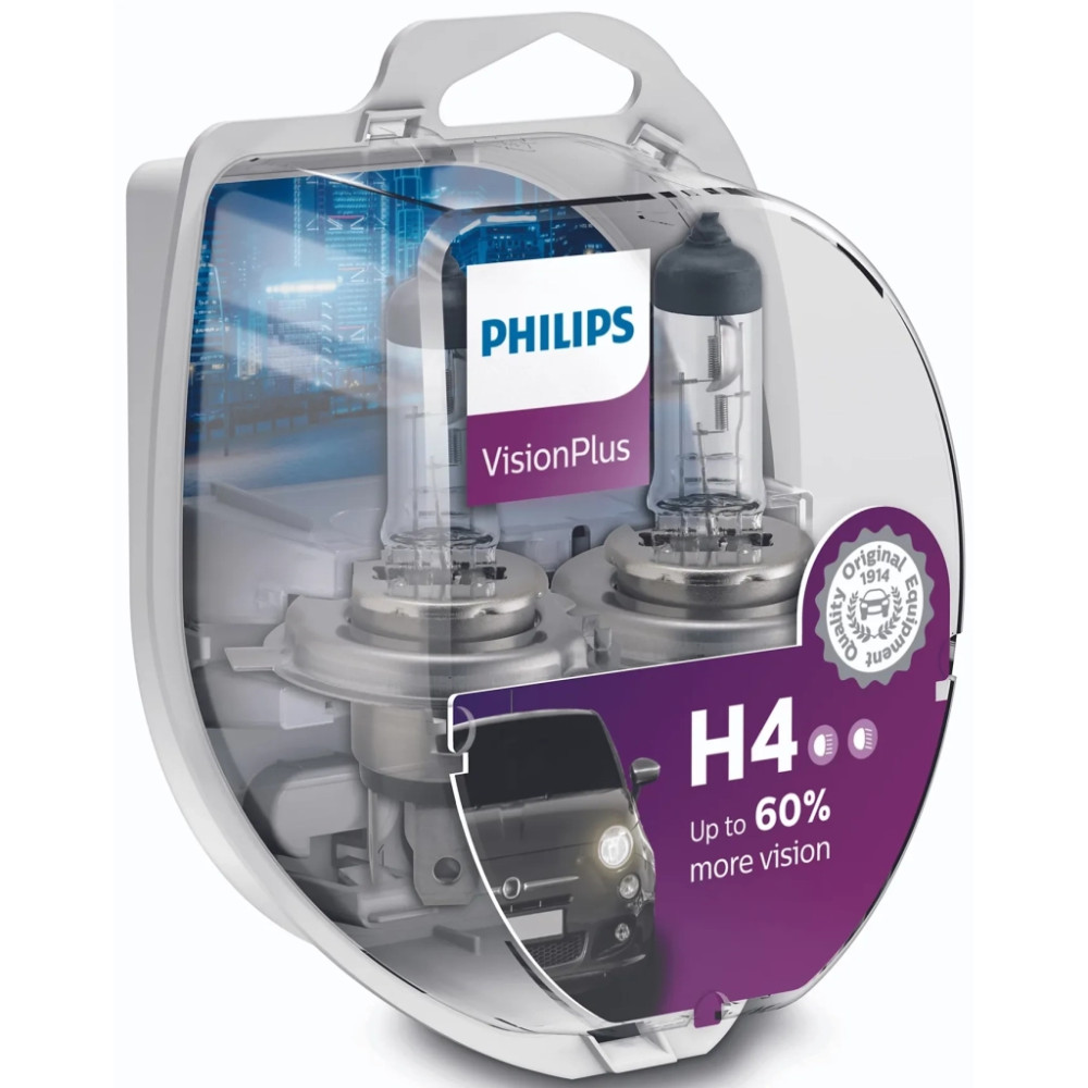 Автолампа Philips H4 VisionPlus, 2шт (12342VPS2)