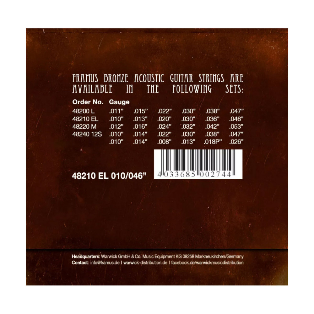 Струни для гітари Framus Bronze Extra Light (10-46) (48210 EL)